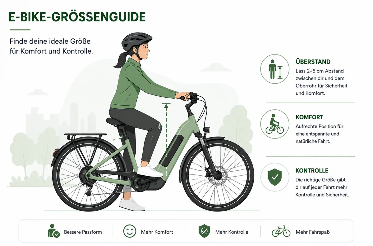 E-Bike-Größe: Überstandshöhe und Komfortposition